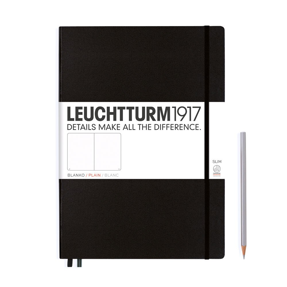 Leuchtturm 1917 Master Slim A4+ Hardcover Notebook 121ct – Black – Plain